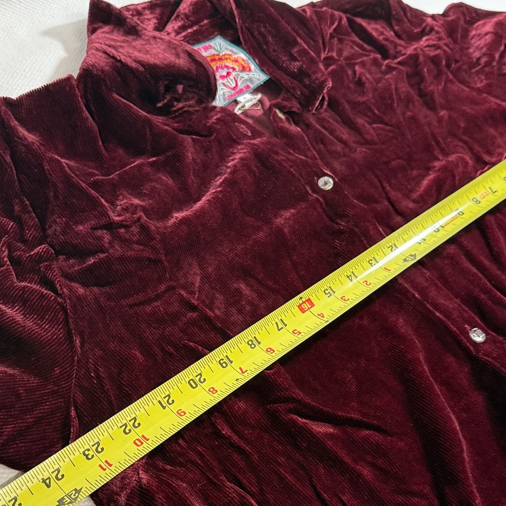 Johnny Was Velvet Shirt in Rich Maroon - Picture 8 of 10